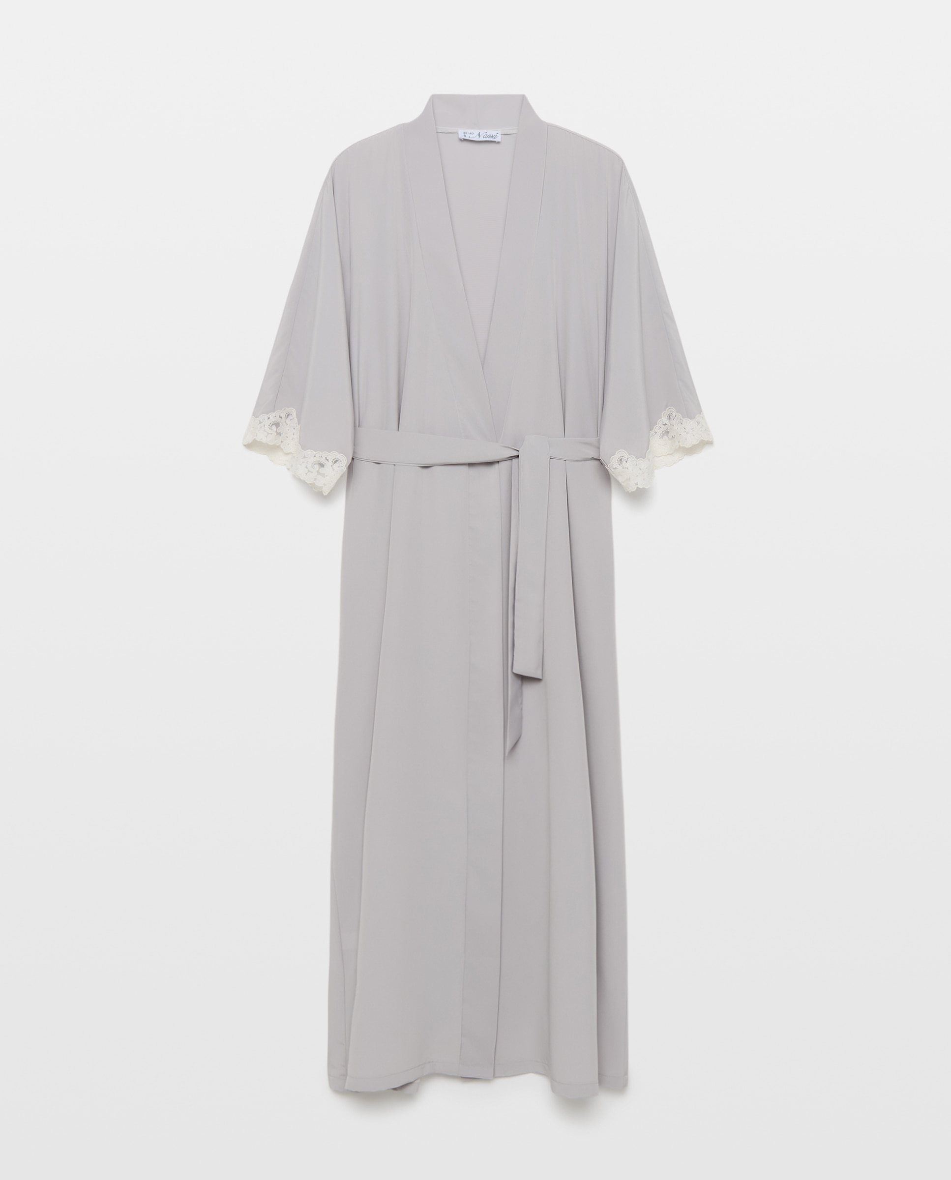 Robe Tipo Kimono Midi com Manga 3/4 Cinzento-3