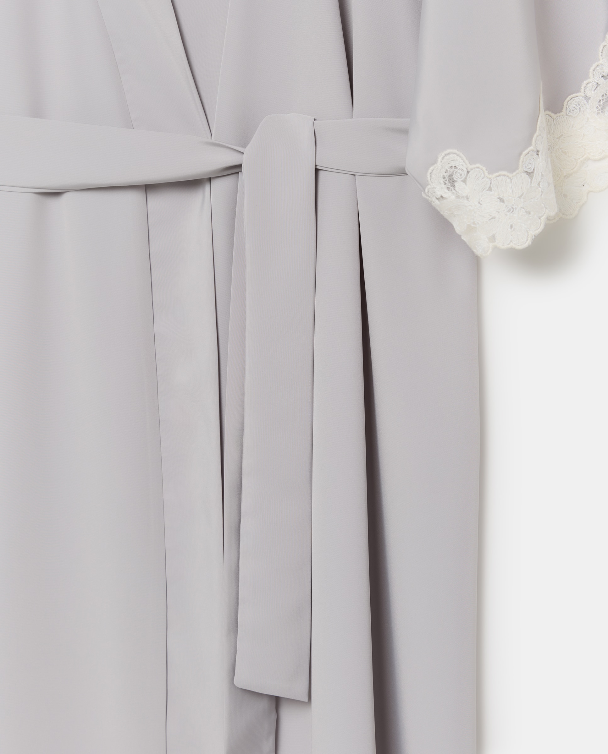 Robe Tipo Kimono Midi com Manga 3/4 Cinzento-4