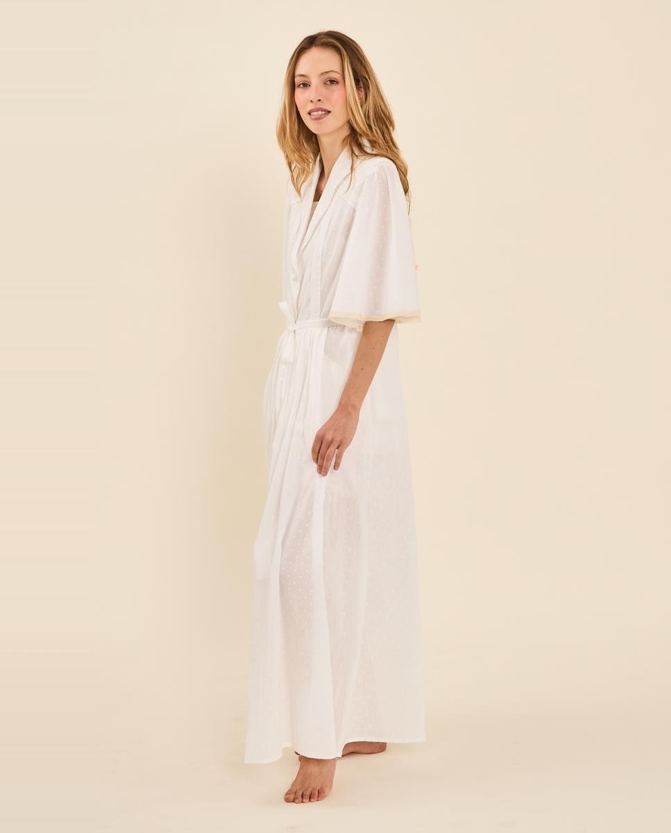 Robe com Pregas e Manga com Folho Azul-claro-2