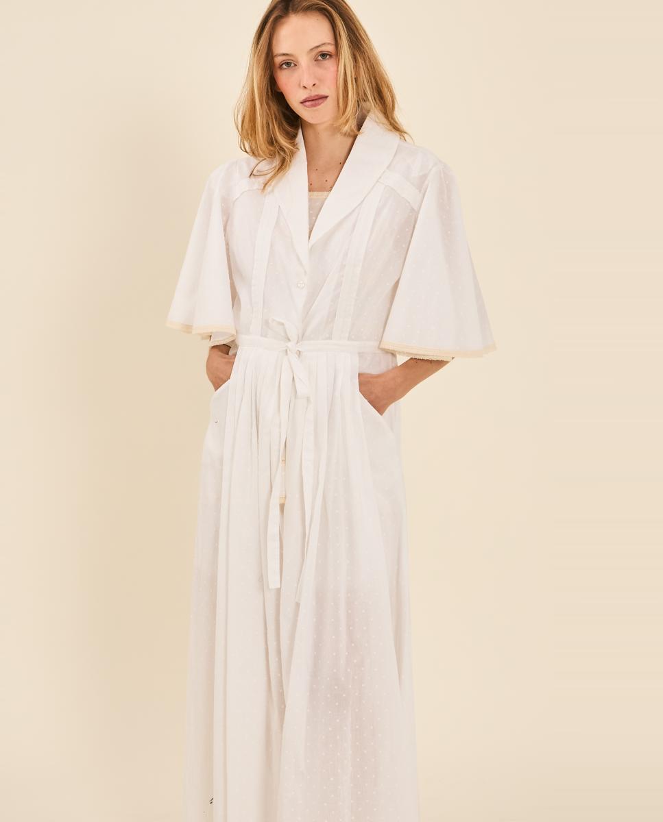 Robe com Pregas e Manga com Folho Azul-claro-3