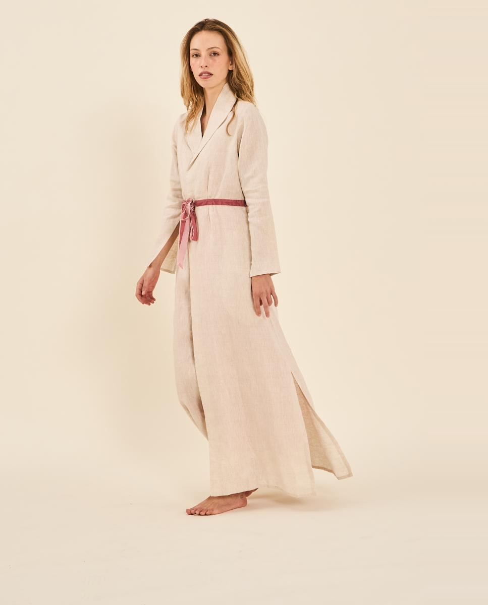 Robe com Fita de Veludo na Cintura Rosa-3