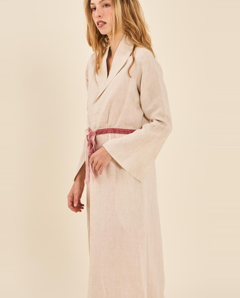 Robe com Fita de Veludo na Cintura Rosa-4