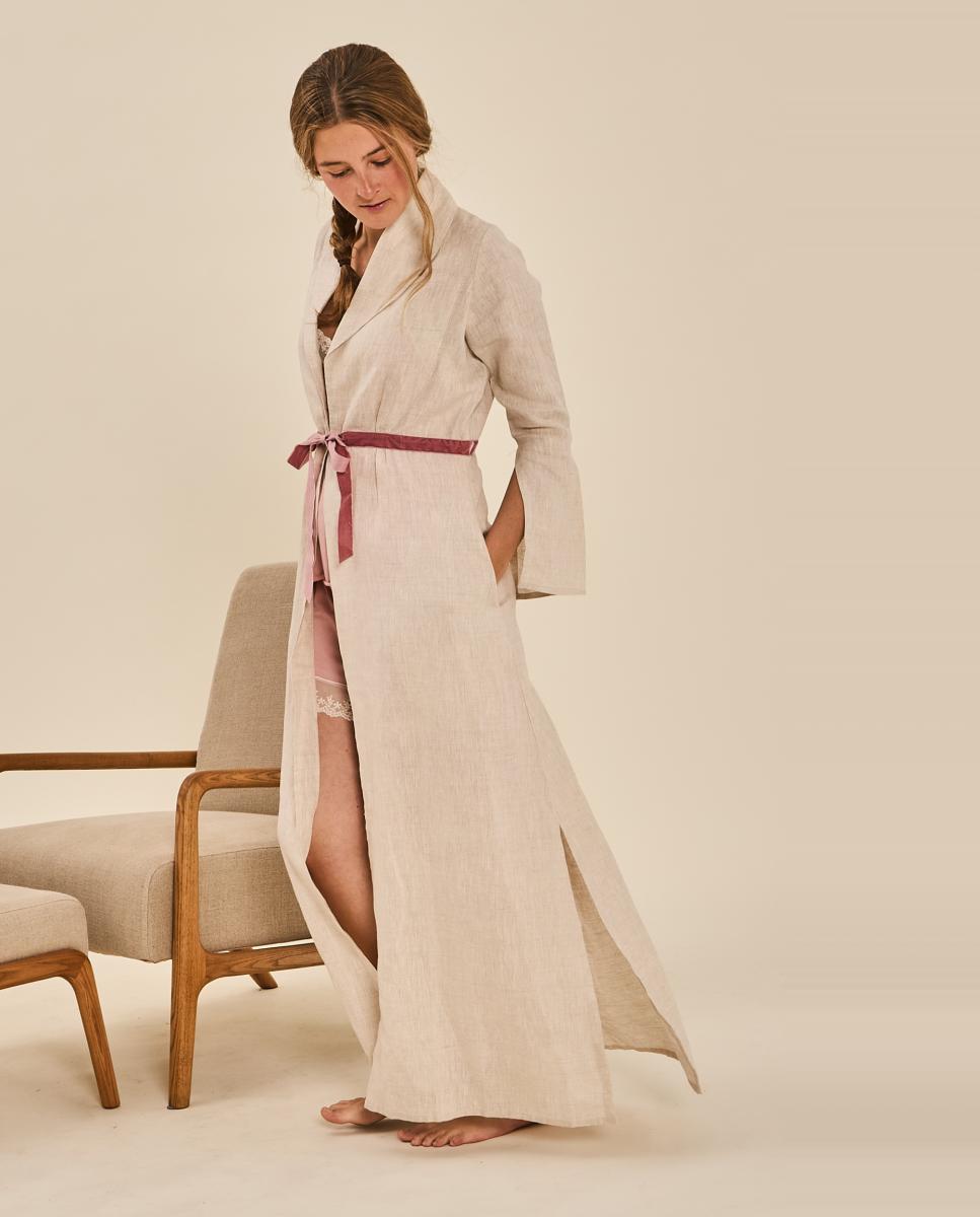 Robe com Fita de Veludo na Cintura Rosa-5