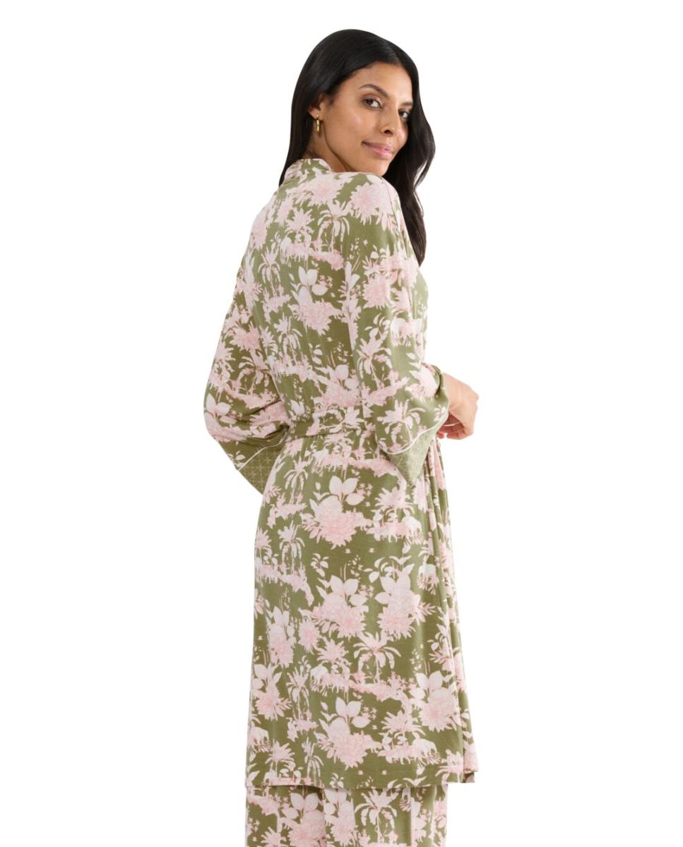 Robe Sensual com Ombros Caídos Confecionado em TENCEL™ Modal Verde-2