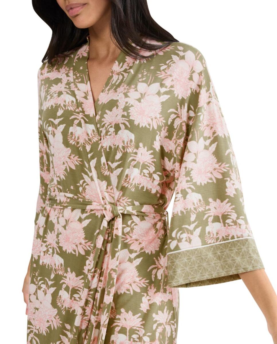 Robe Sensual com Ombros Caídos Confecionado em TENCEL™ Modal Verde-3