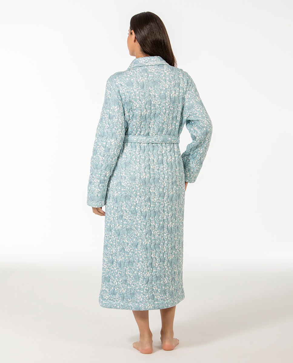 Robe acolchoado com cinto Azul-2