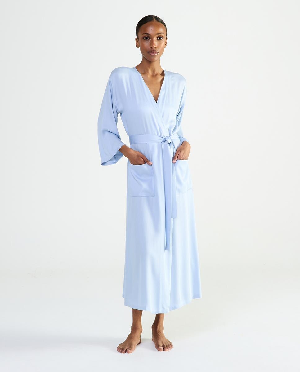 Imagem 0 de Kimono Comprido Estampado - Azul