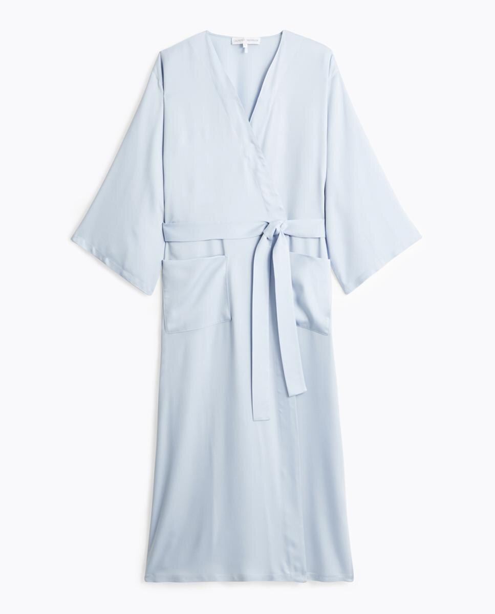 Kimono Comprido Estampado - Azul Azul-5