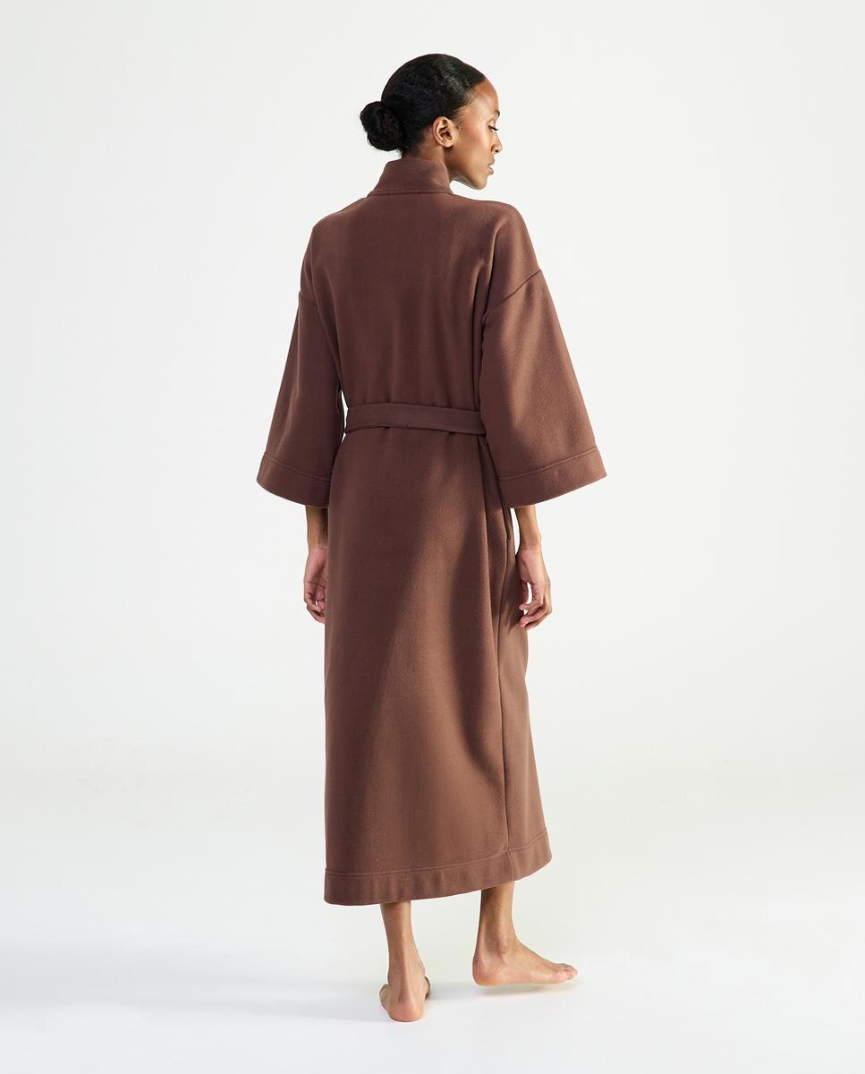 Kimono Comprido - Cor de Chocolate Castanho-2