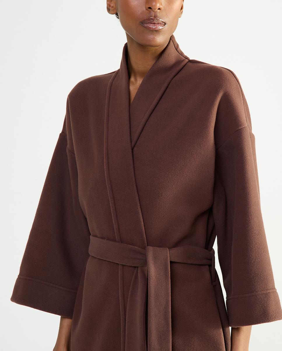 Kimono Comprido - Cor de Chocolate Castanho-3