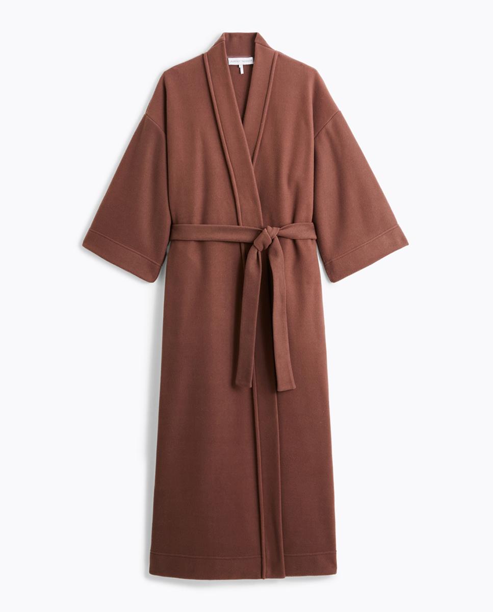 Kimono Comprido - Cor de Chocolate Castanho-4