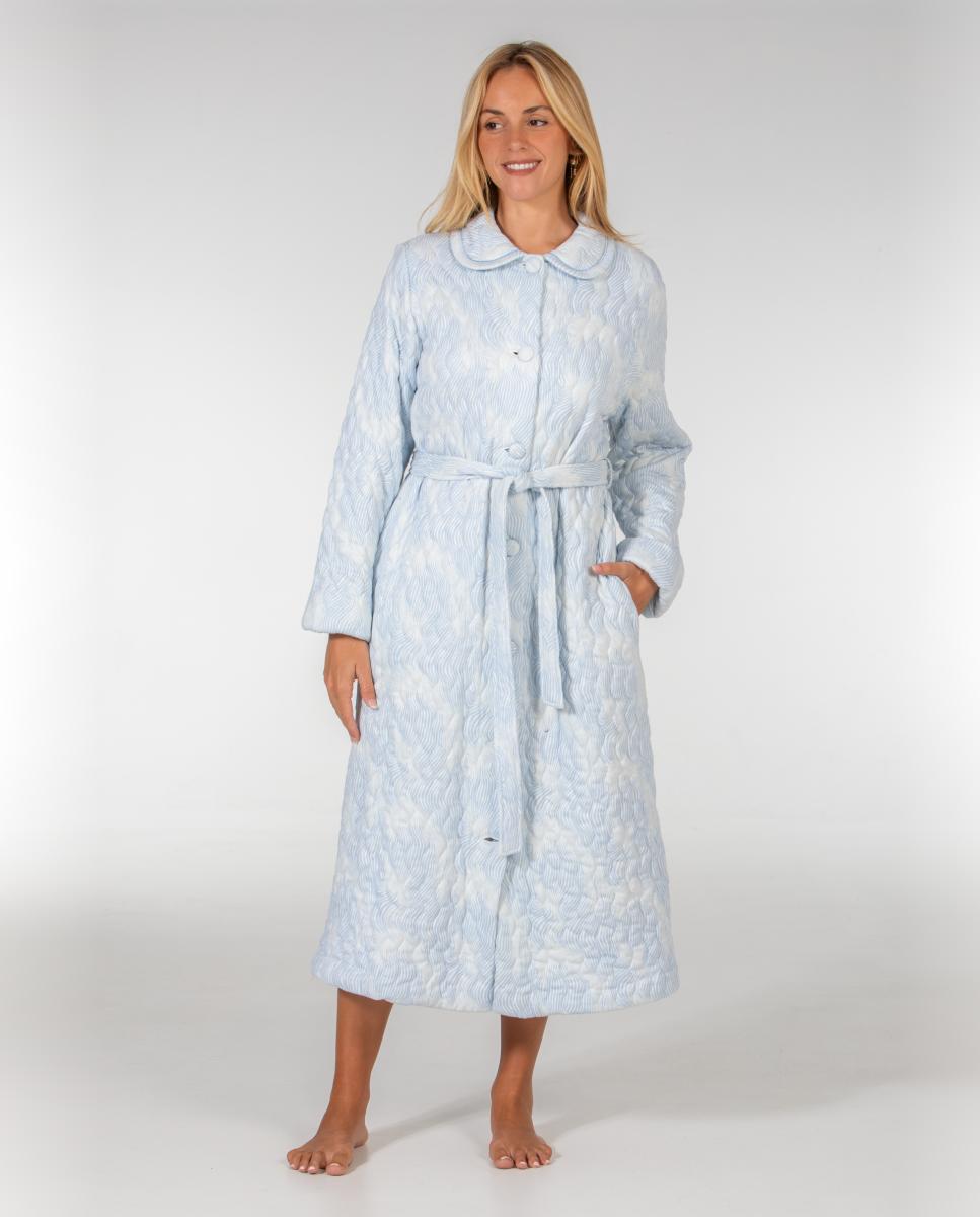 Imagen 0 de Bata de mujer acolchada con cinturón Azul