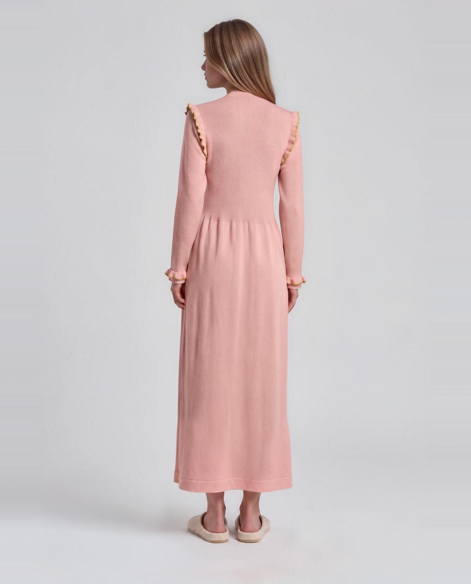 Robe de Malha com Folhos Rosa-2