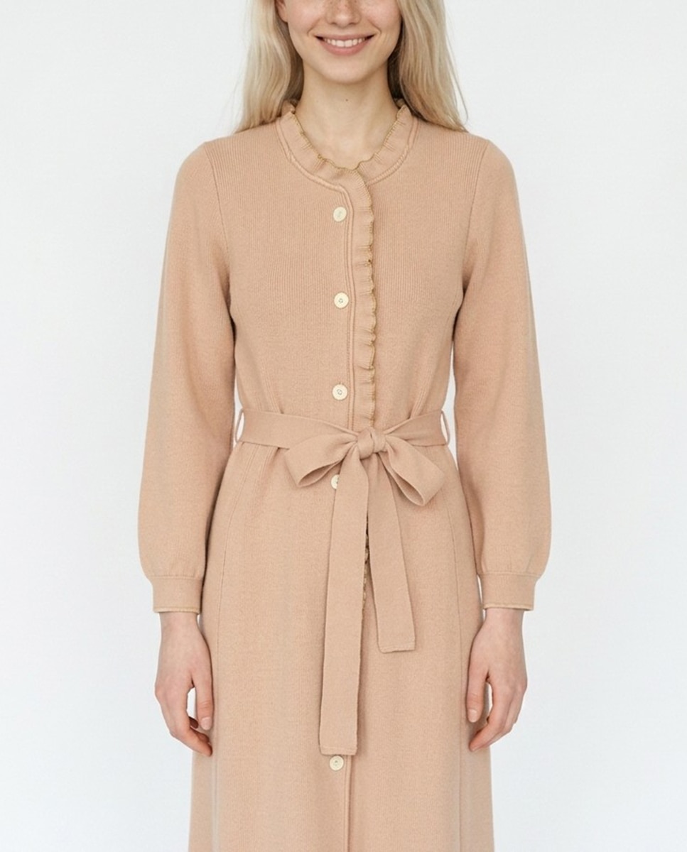 Robe de Malha Abotoado com Folho Natural-3