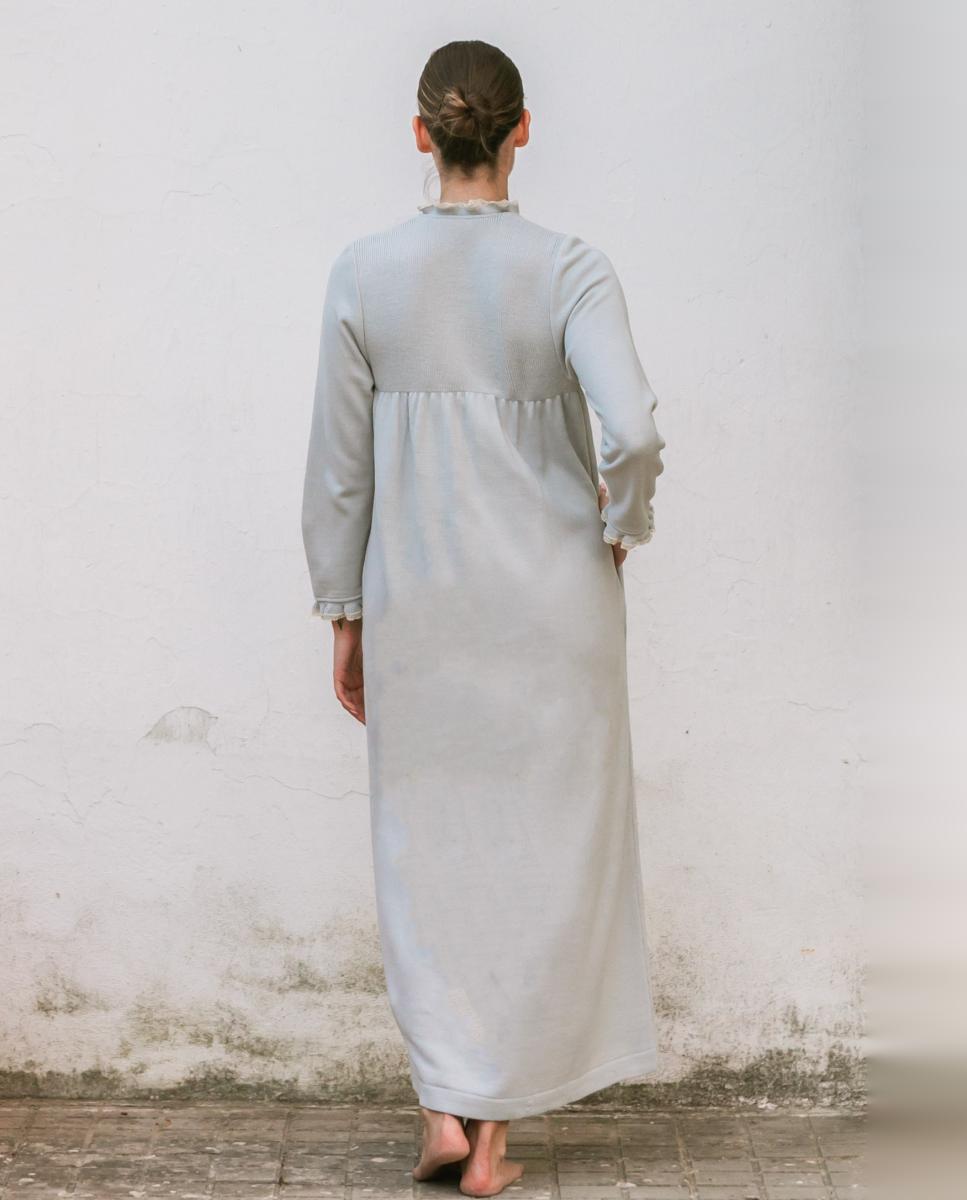 Robe Comprido de Tricô com Gola Cinzento-2