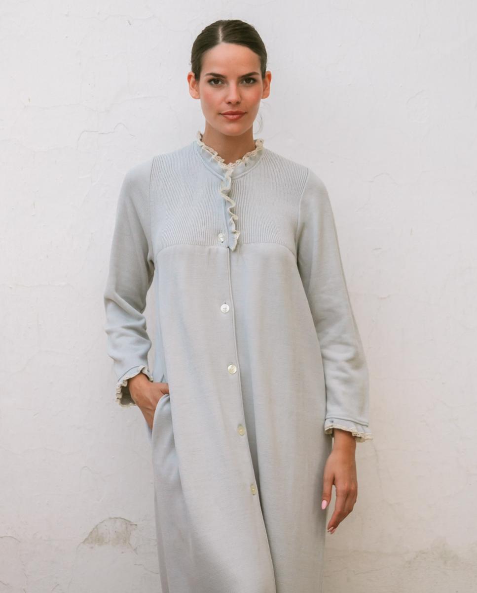 Robe Comprido de Tricô com Gola Cinzento-3