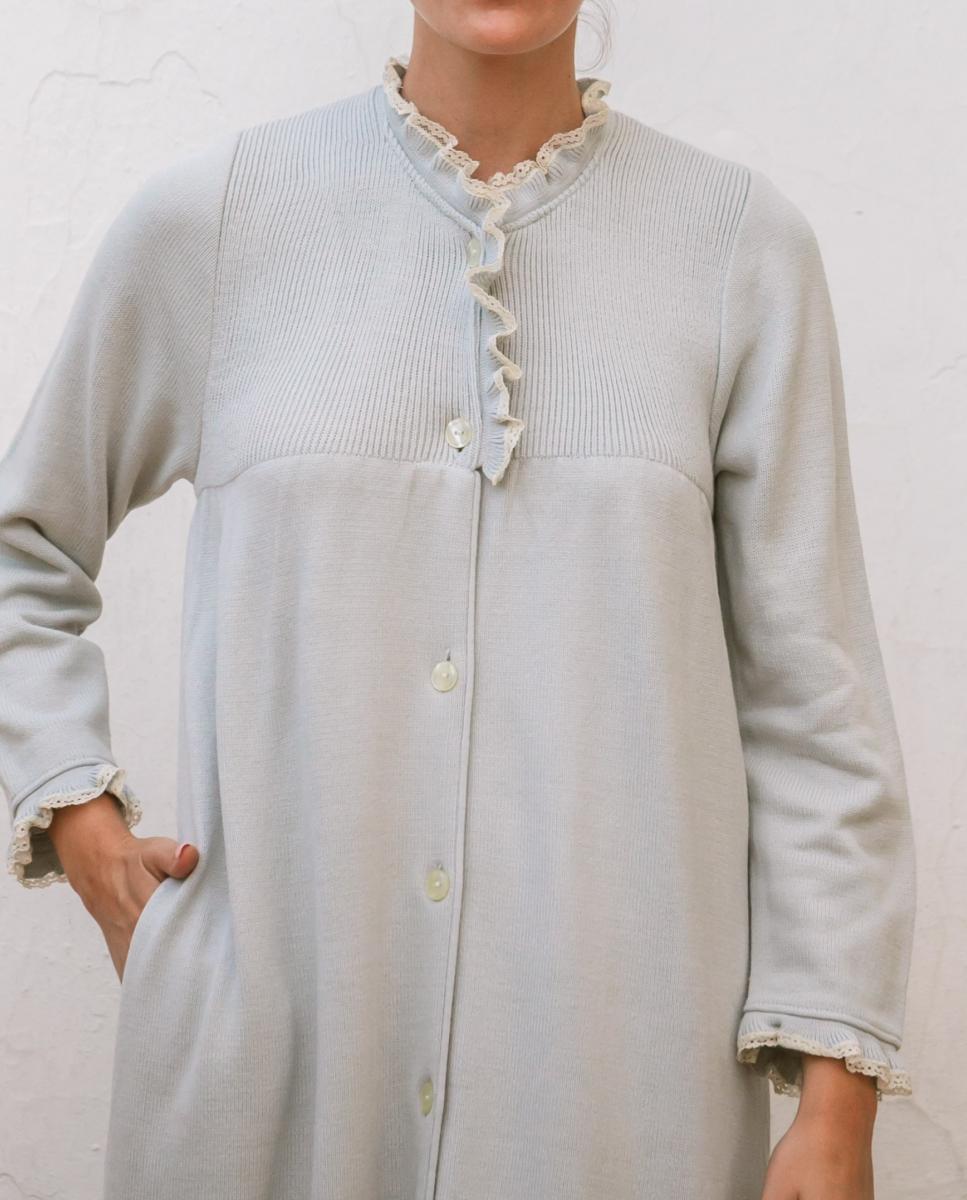 Robe Comprido de Tricô com Gola Cinzento-4