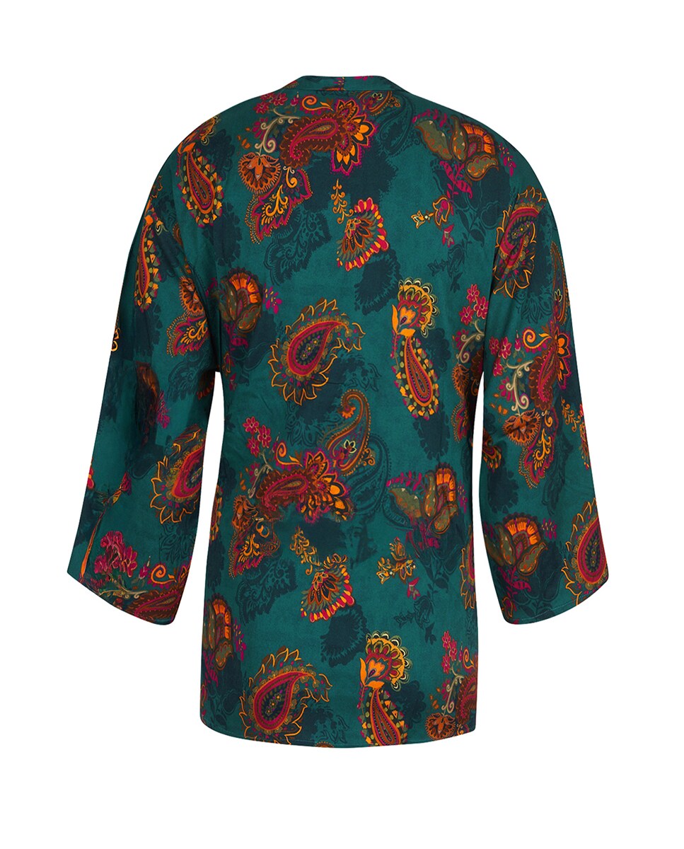 Robe de Viscose Folgado com Cinto Multicolor-2