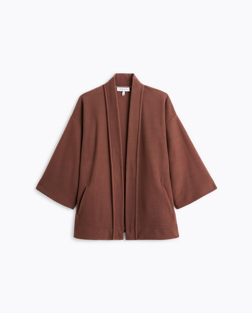 Poncho Curto - Cor de Chocolate Castanho-4