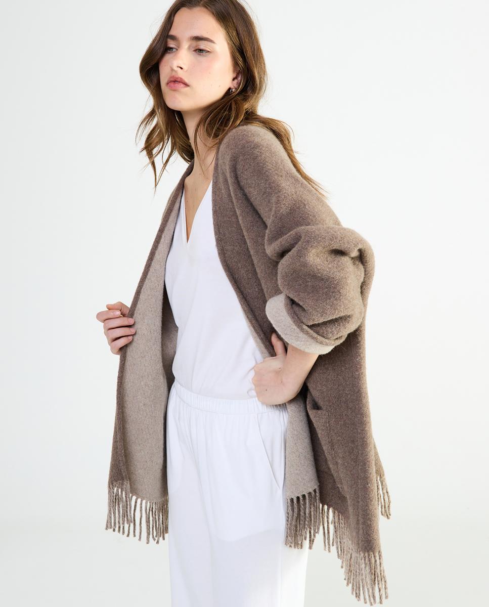 Poncho Curto - Bege Bege-3