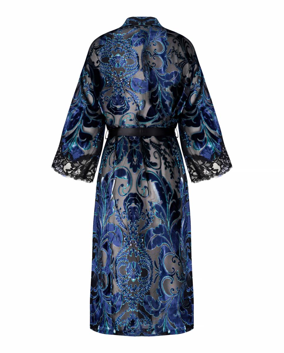 Robe Tipo Kimono de Seda Pretos-2