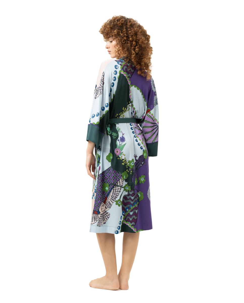Kimono Estampado com Cinto Roxo-2