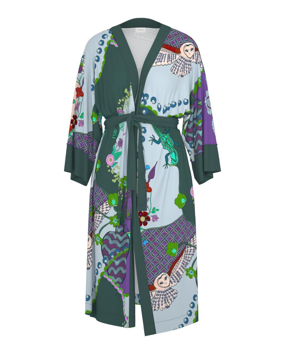 Kimono Estampado com Cinto Roxo-5