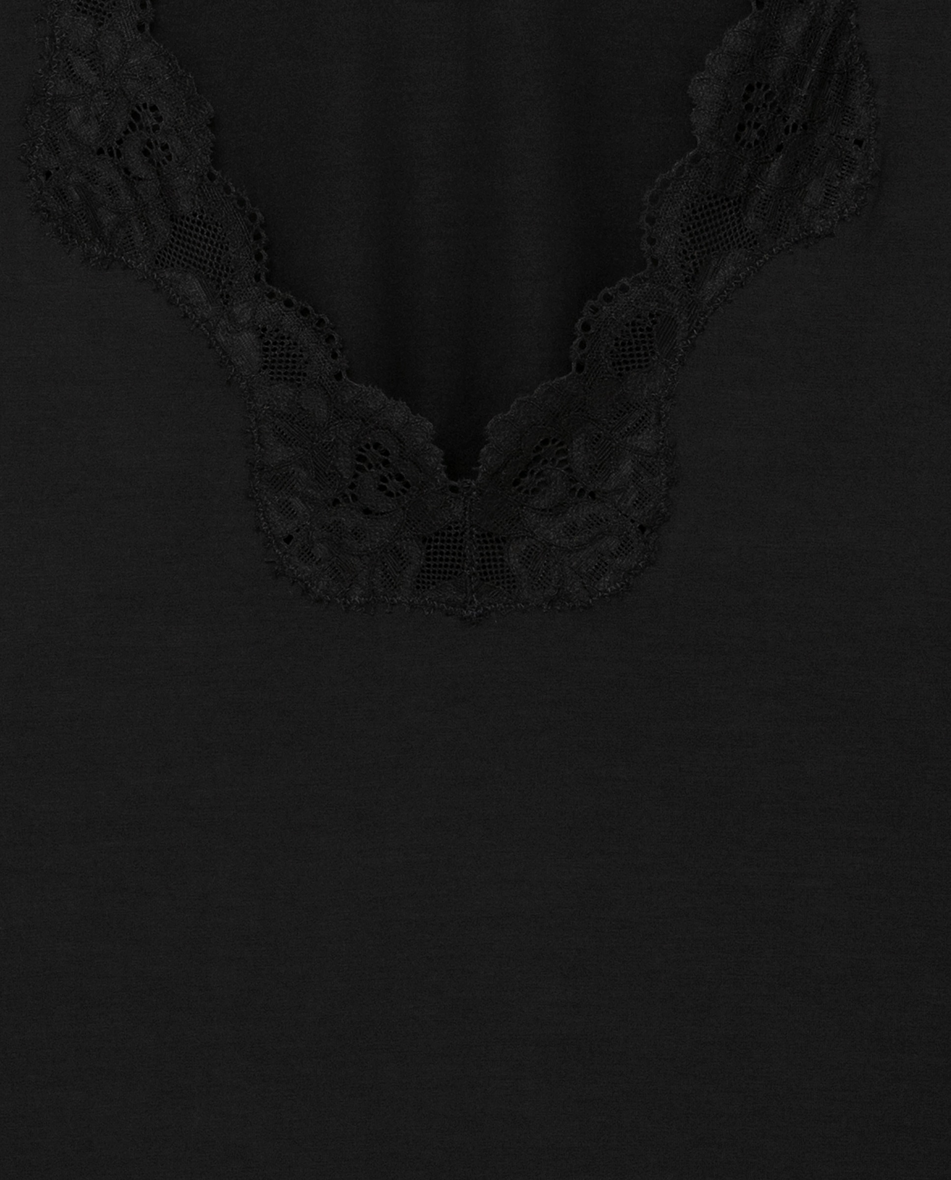 Camisola de manga comprida com pormenor de renda Preto-2