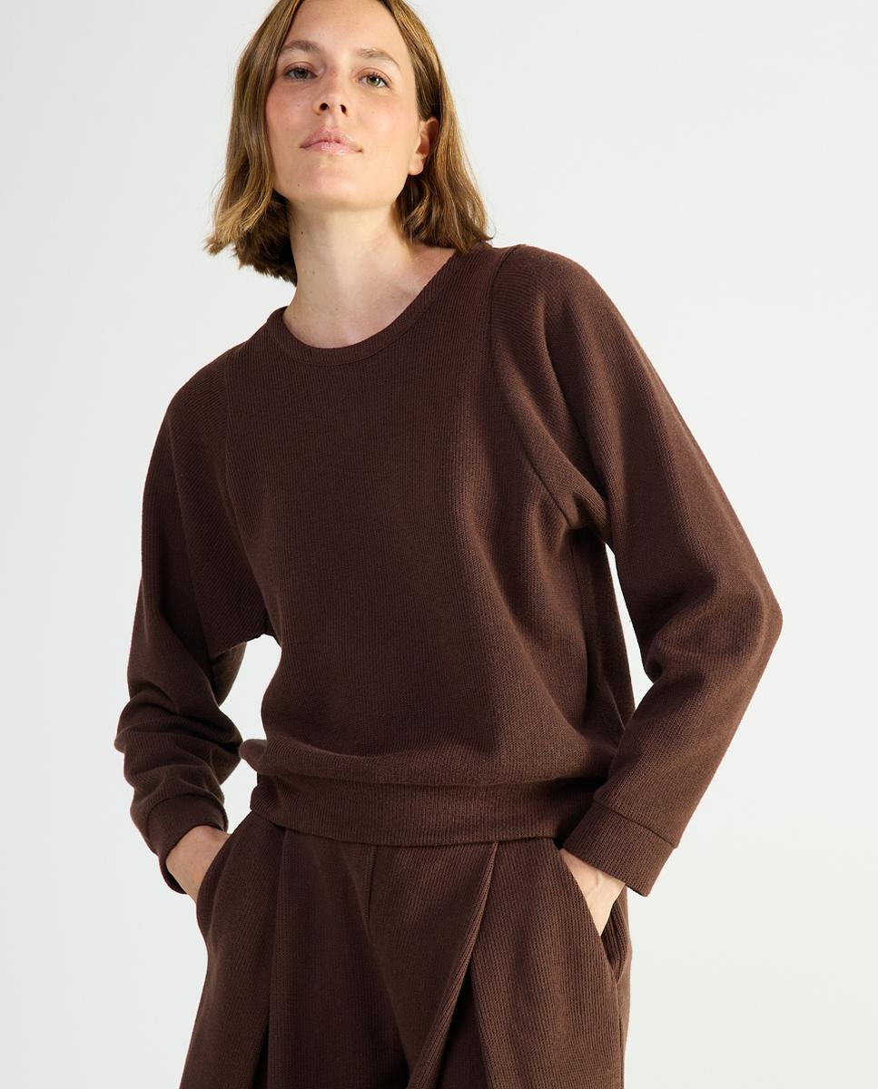 Sweatshirt - Cor de Chocolate Castanho-3