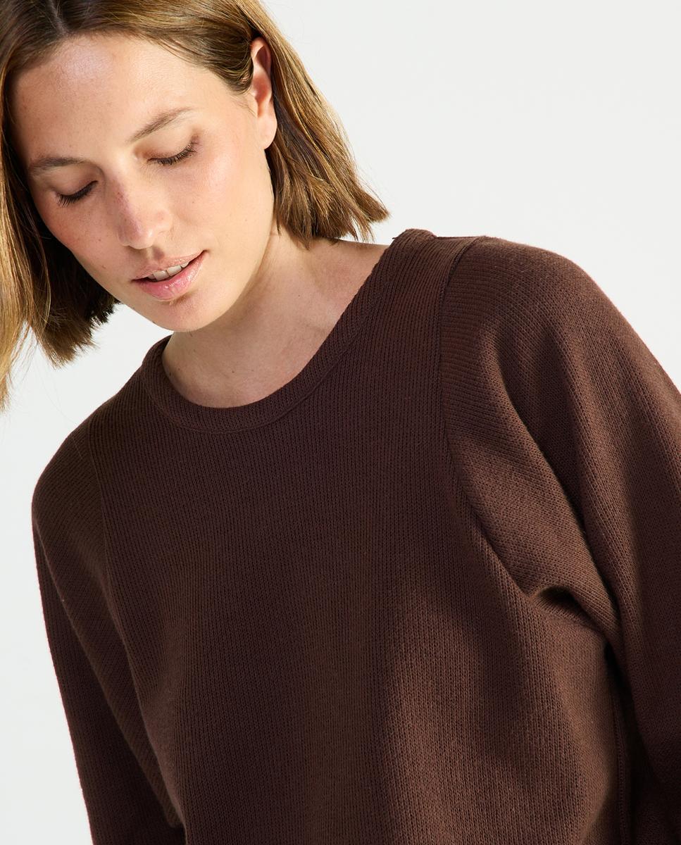 Sweatshirt - Cor de Chocolate Castanho-4