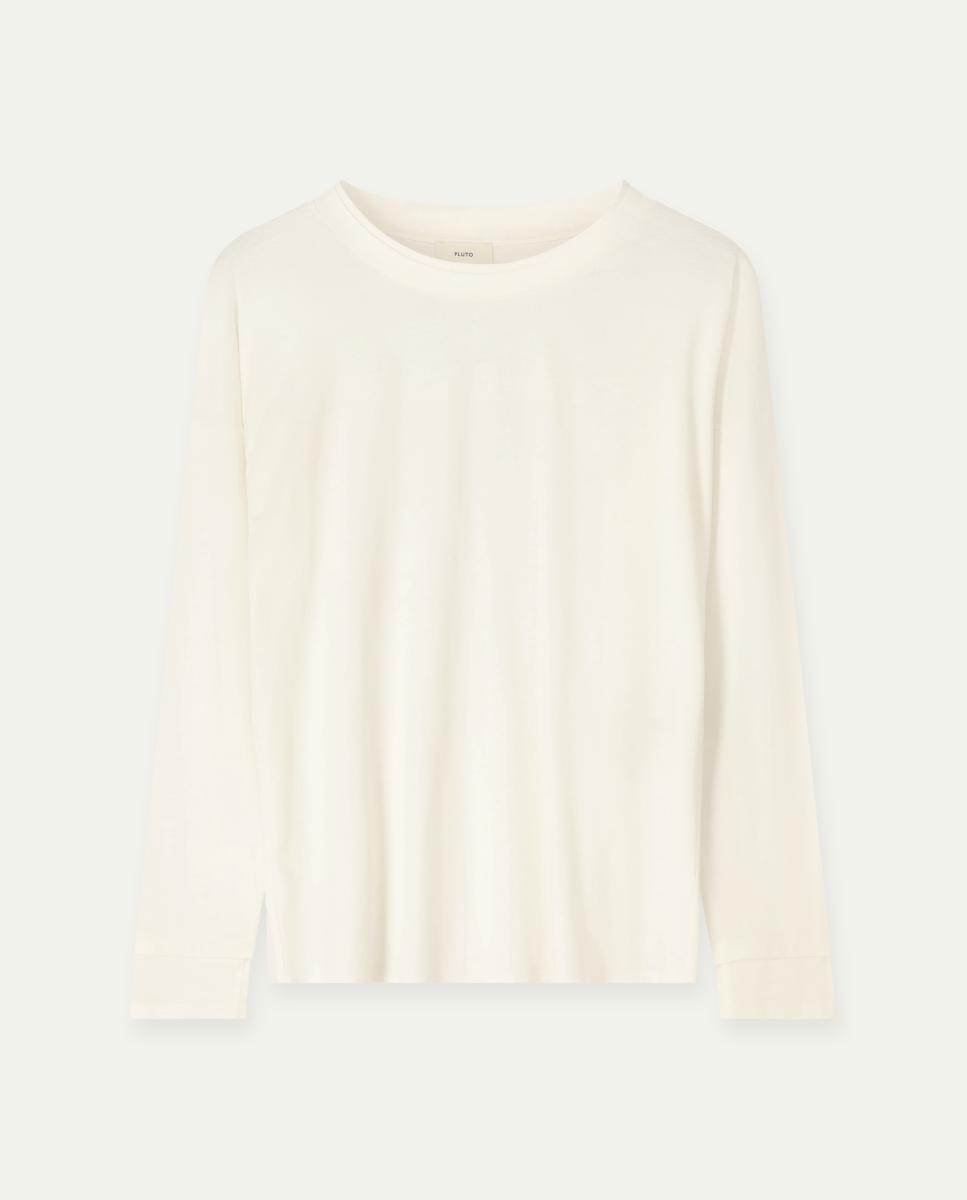 Camisola básica de manga comprida Branco-2