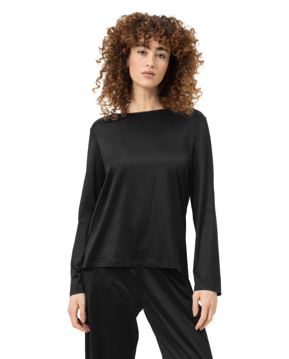 Camiseta pijama manga larga modal de mujer - Mey - Negro Negro-1