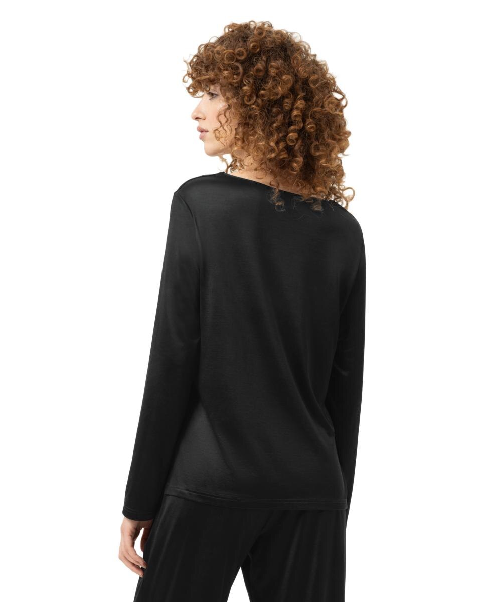 Camiseta pijama manga larga modal de mujer - Mey - Negro Negro-2