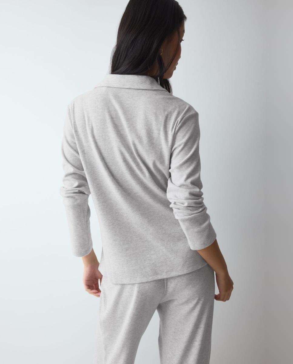 Top de Pijama Abotoado Confecionado em Materiais Recicláveis Cinzento-claro-2