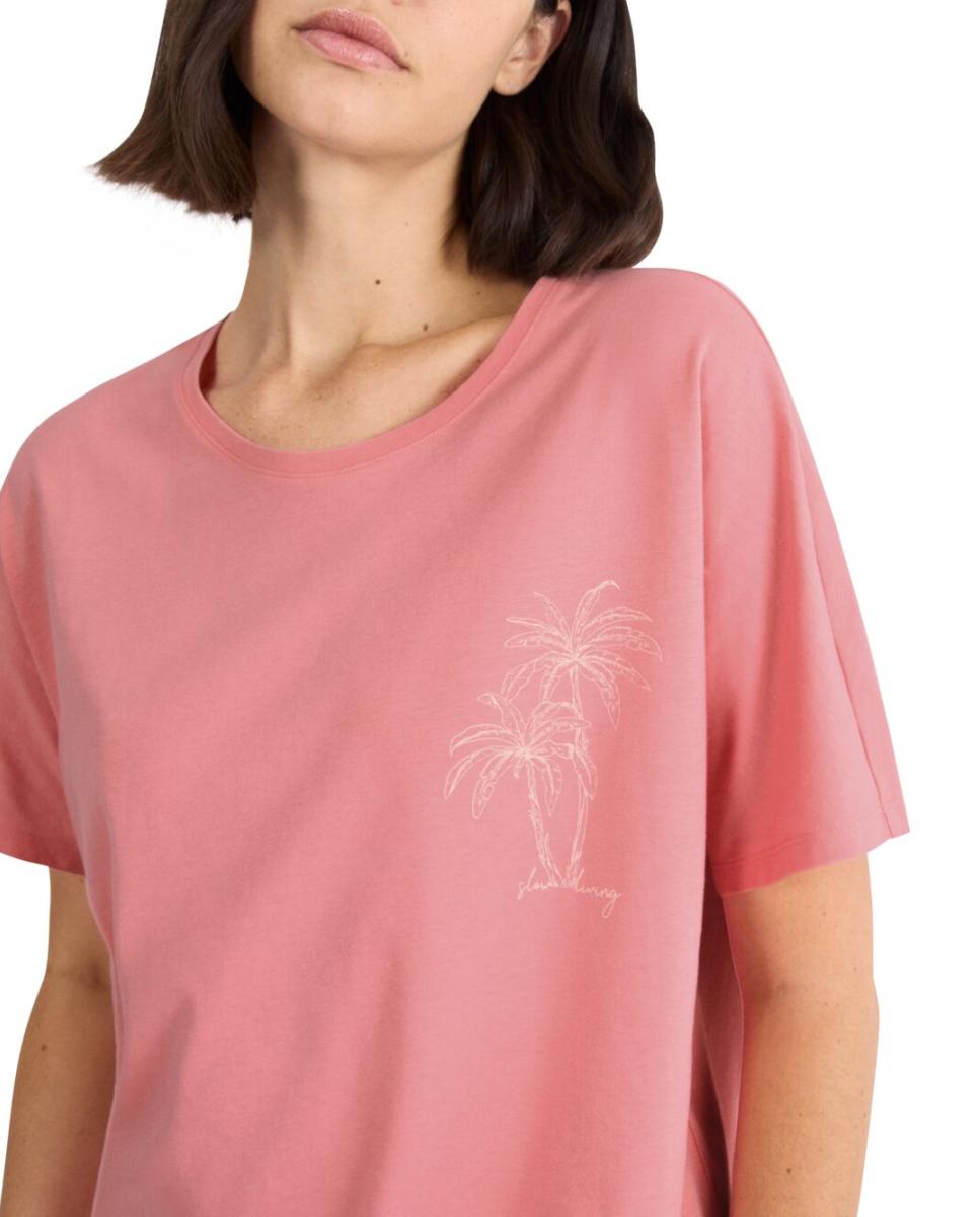 T-shirt de Pijama 100% Algodão com Manga Curta Rosa-3