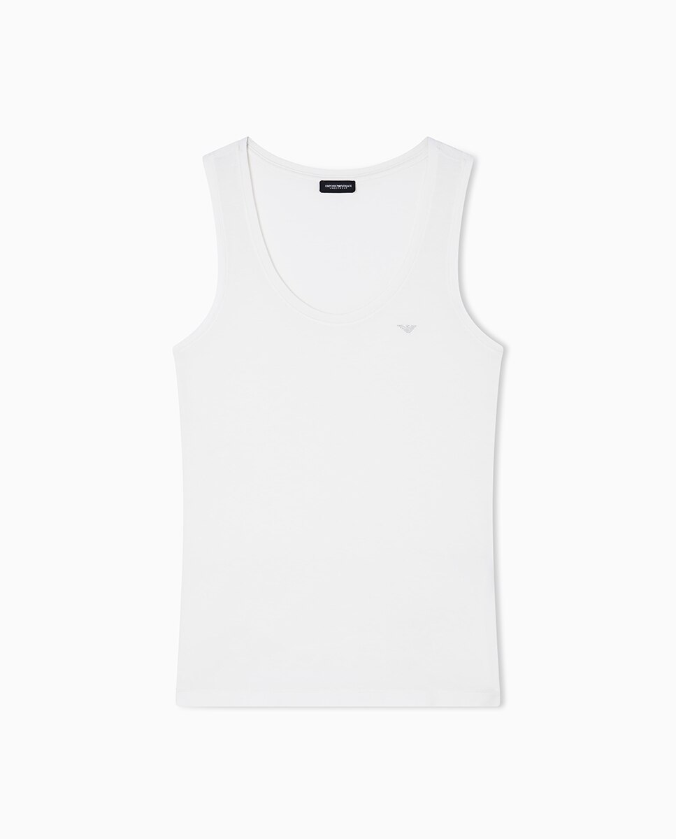 T-shirt de Alças "Essential Studs" em Viscose Branco-3
