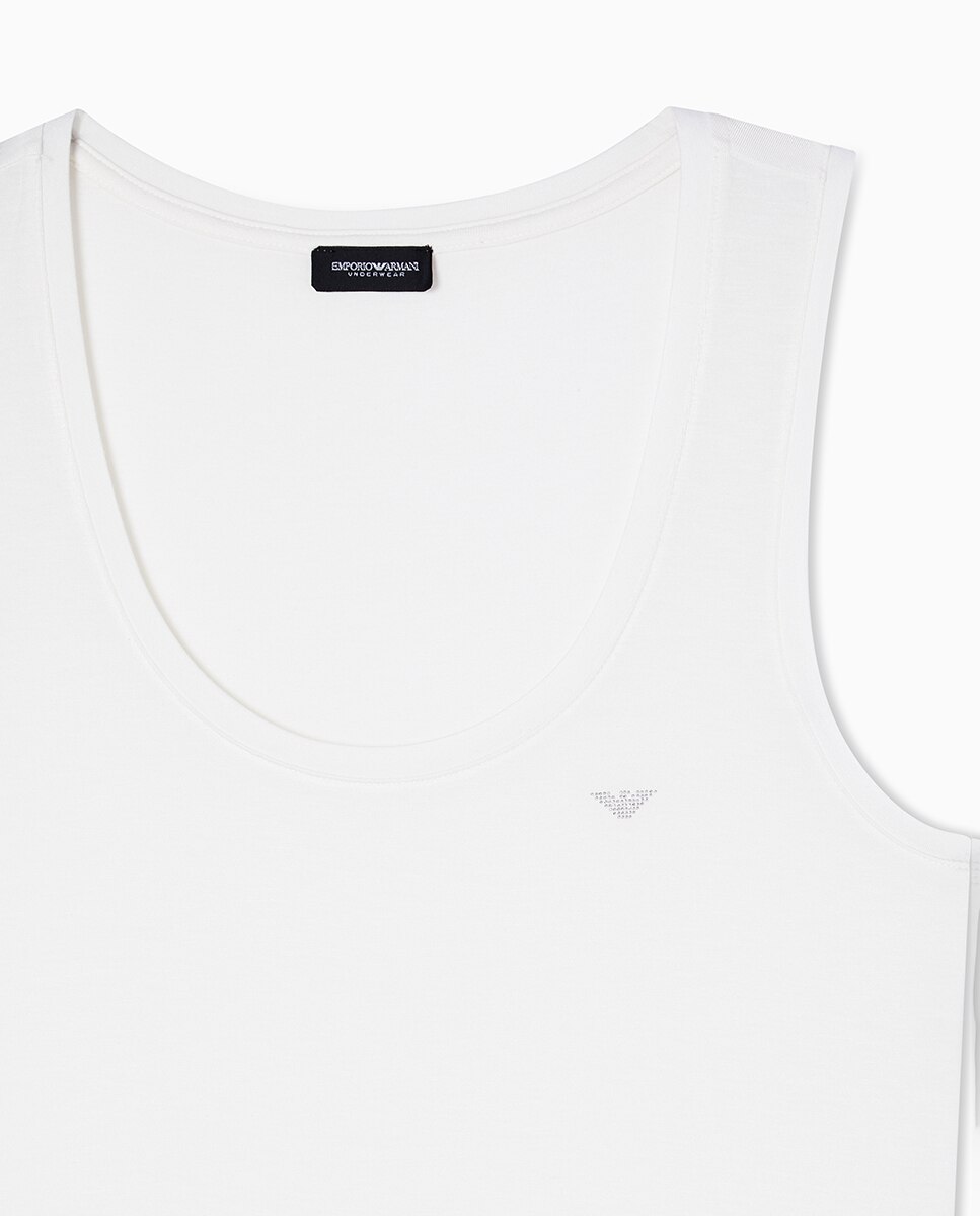 T-shirt de Alças "Essential Studs" em Viscose Branco-4