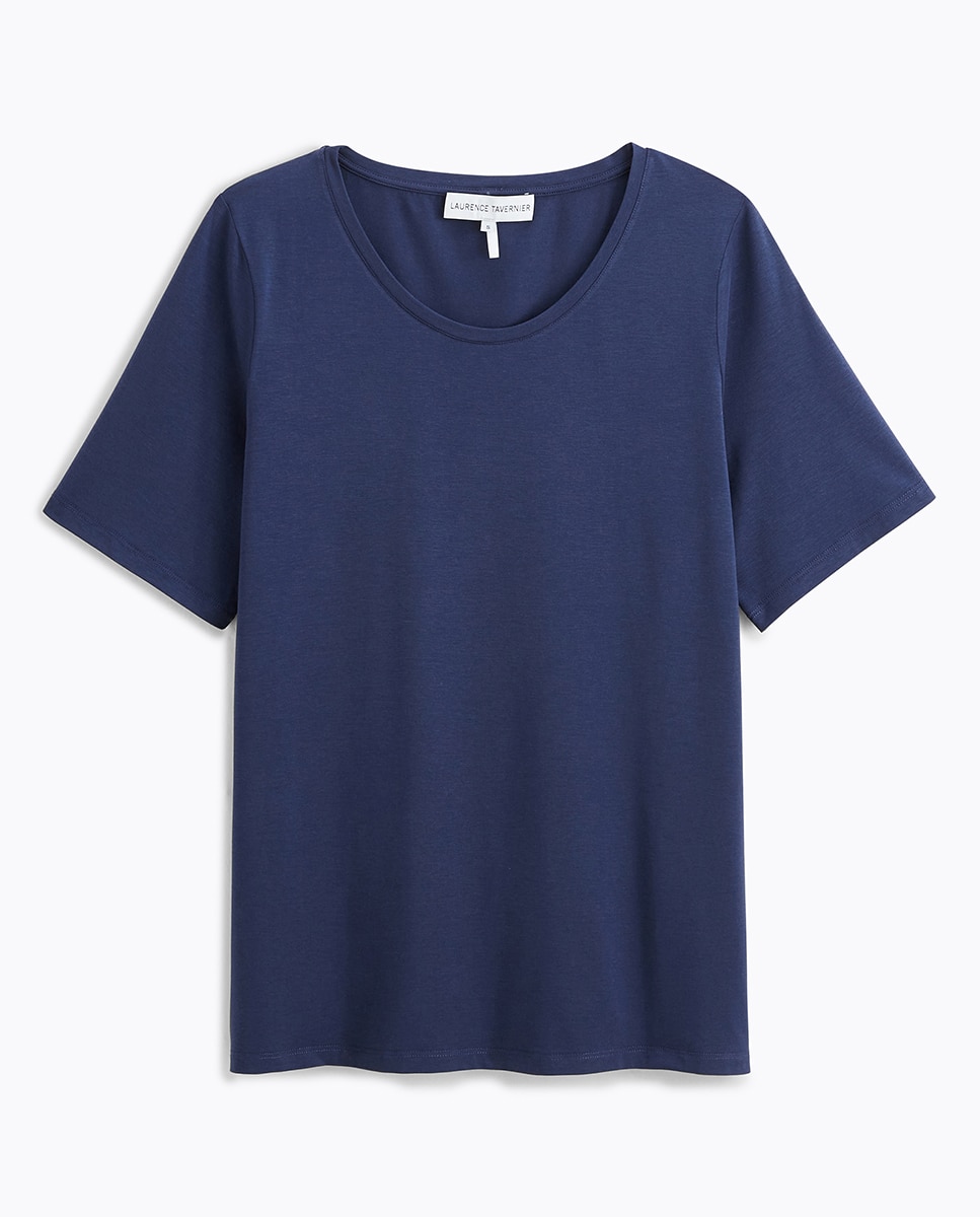 Camisola de Pijama de Algodão Azul-4