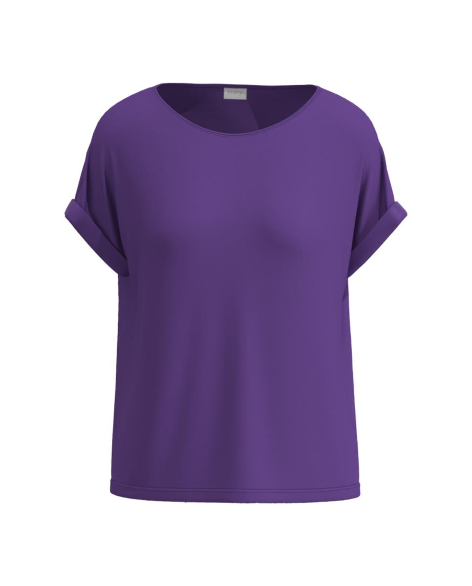 T-shirt de Pijama com Manga Curta e Decote Redondo Largo Roxo-4