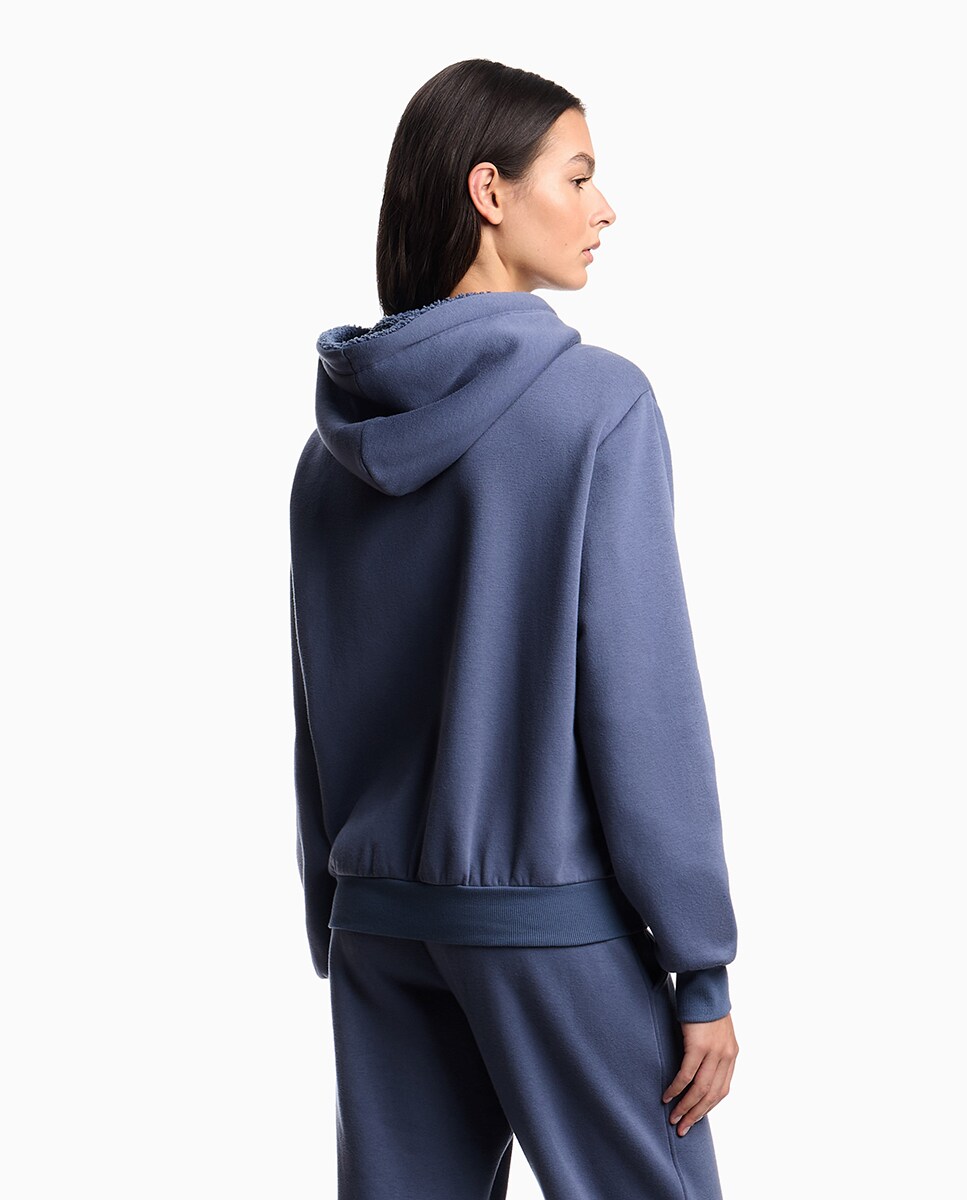Sweatshirt Homewear Aberta com Capuz Azul-índigo-2