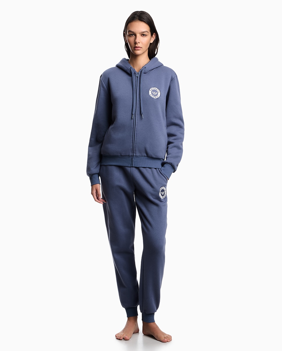Sweatshirt Homewear Aberta com Capuz Azul-índigo-4