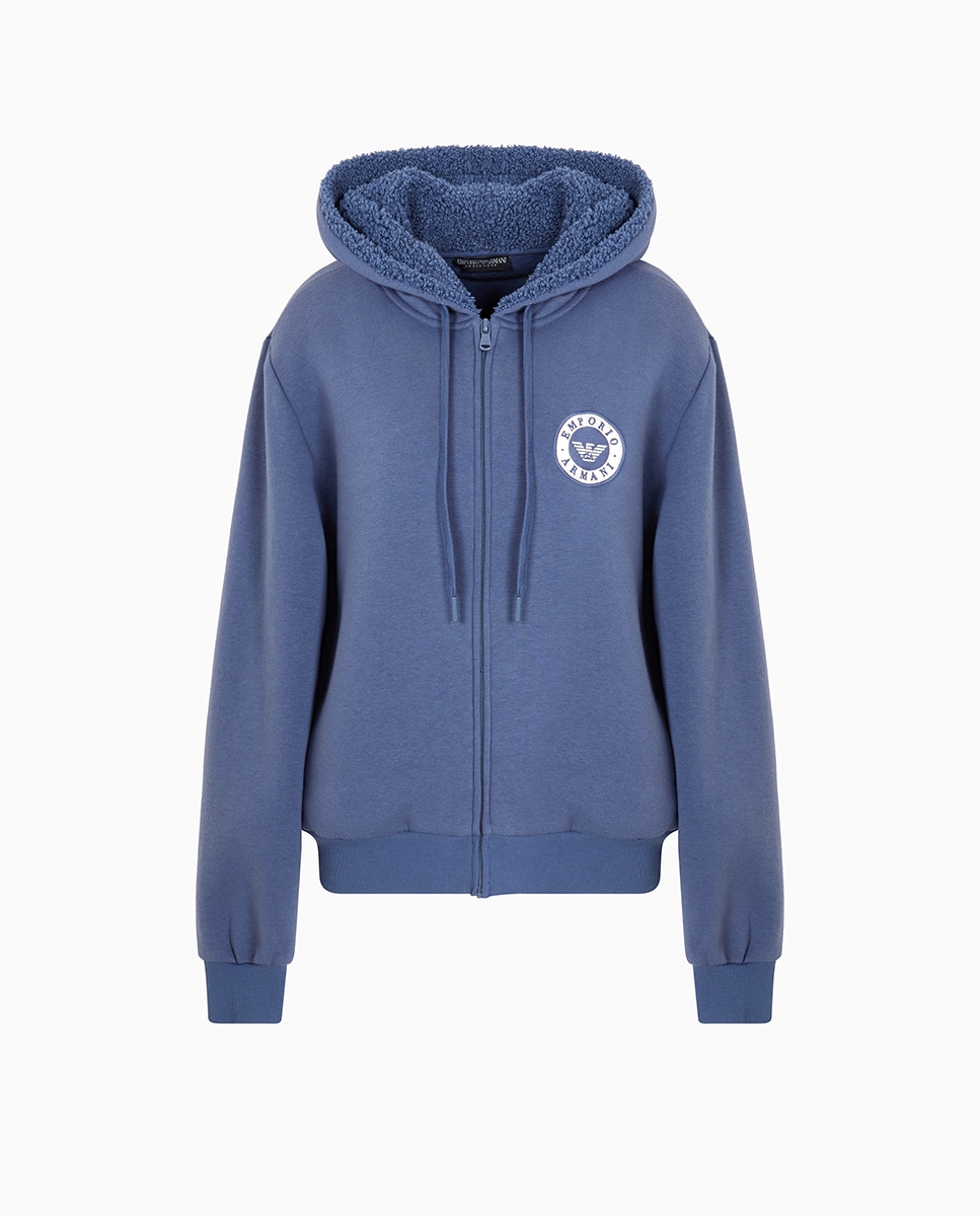 Sweatshirt Homewear Aberta com Capuz Azul-índigo-3