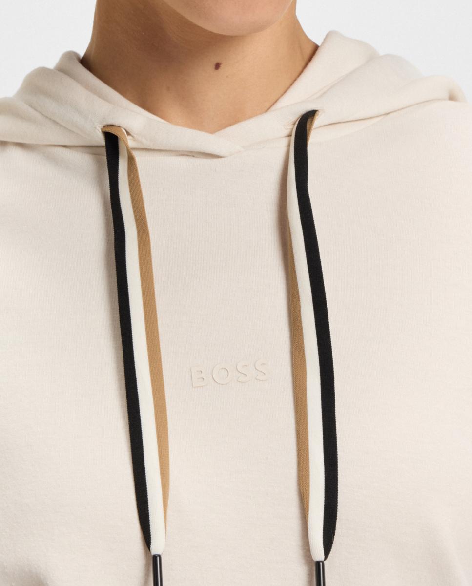 Sweatshirt Regular Fit com Capuz em Algodão Orgânico - Rosa Branco-3