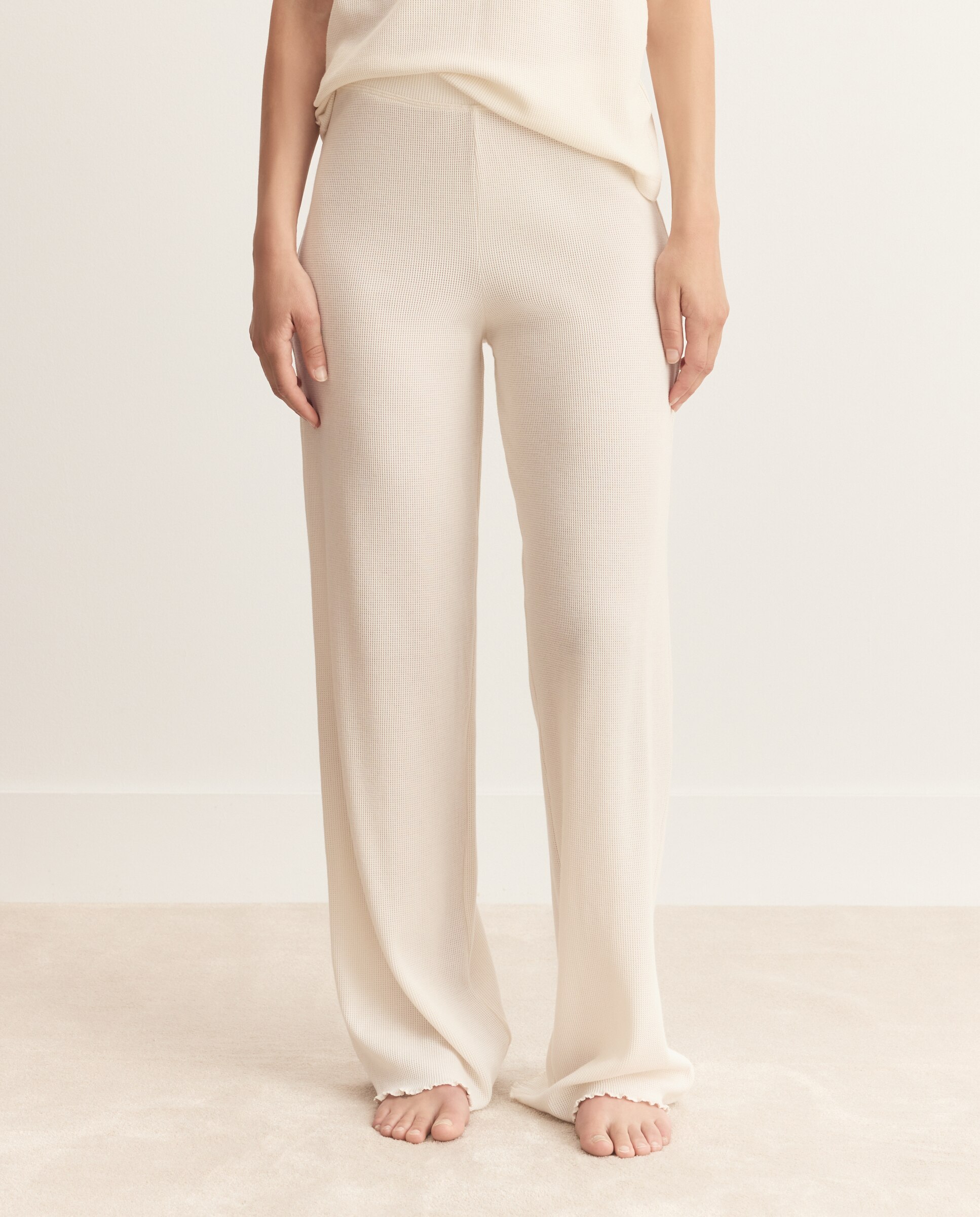 Calças de Pijama de Algodão Branco-2