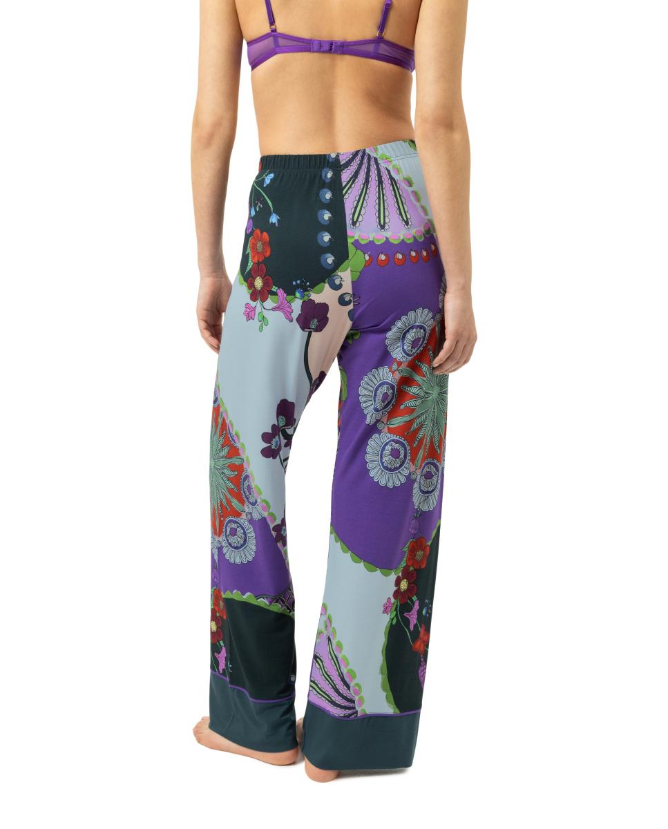 Calças de Pijama com Estampado e Perna Regular Roxo-2