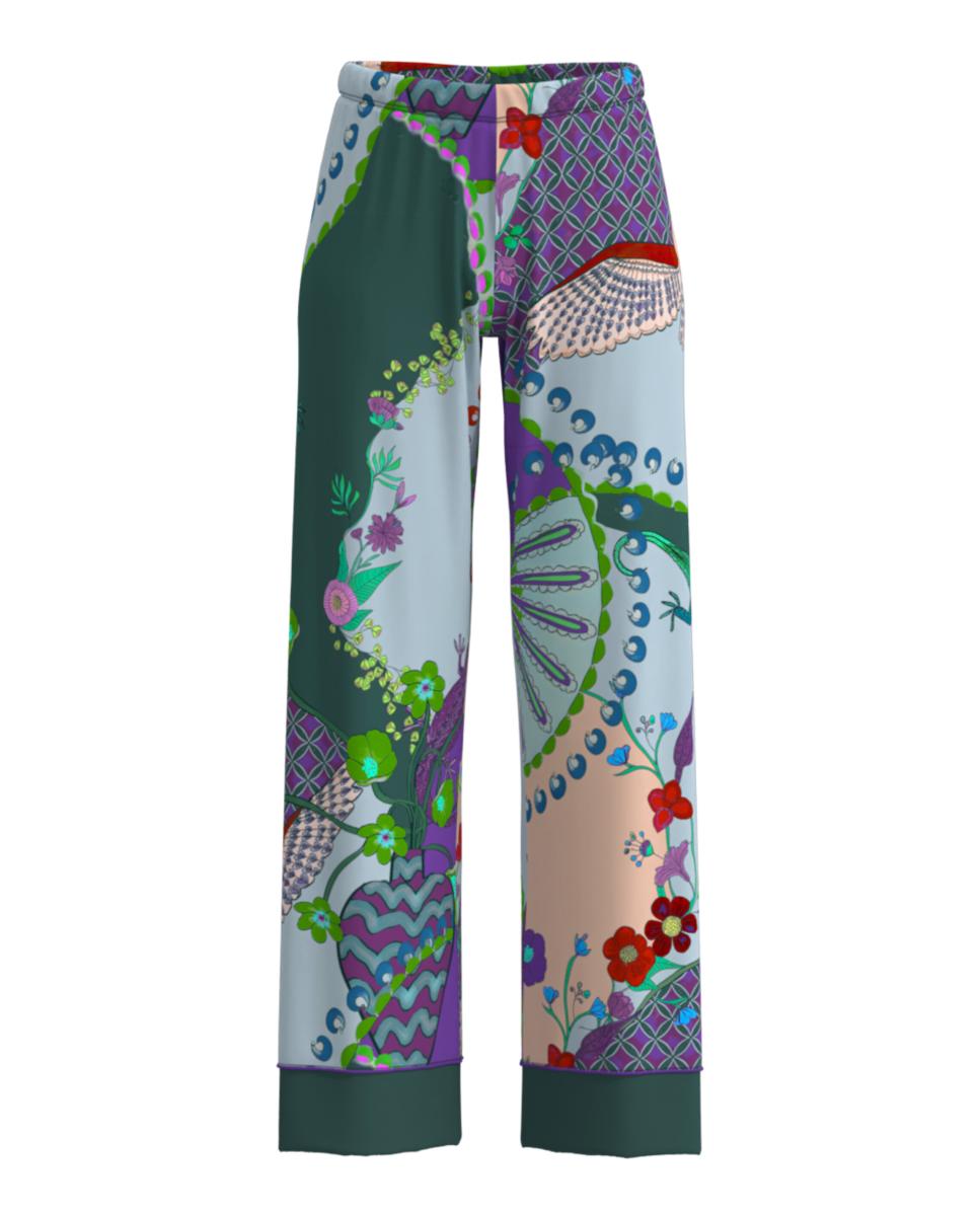 Calças de Pijama com Estampado e Perna Regular Roxo-4