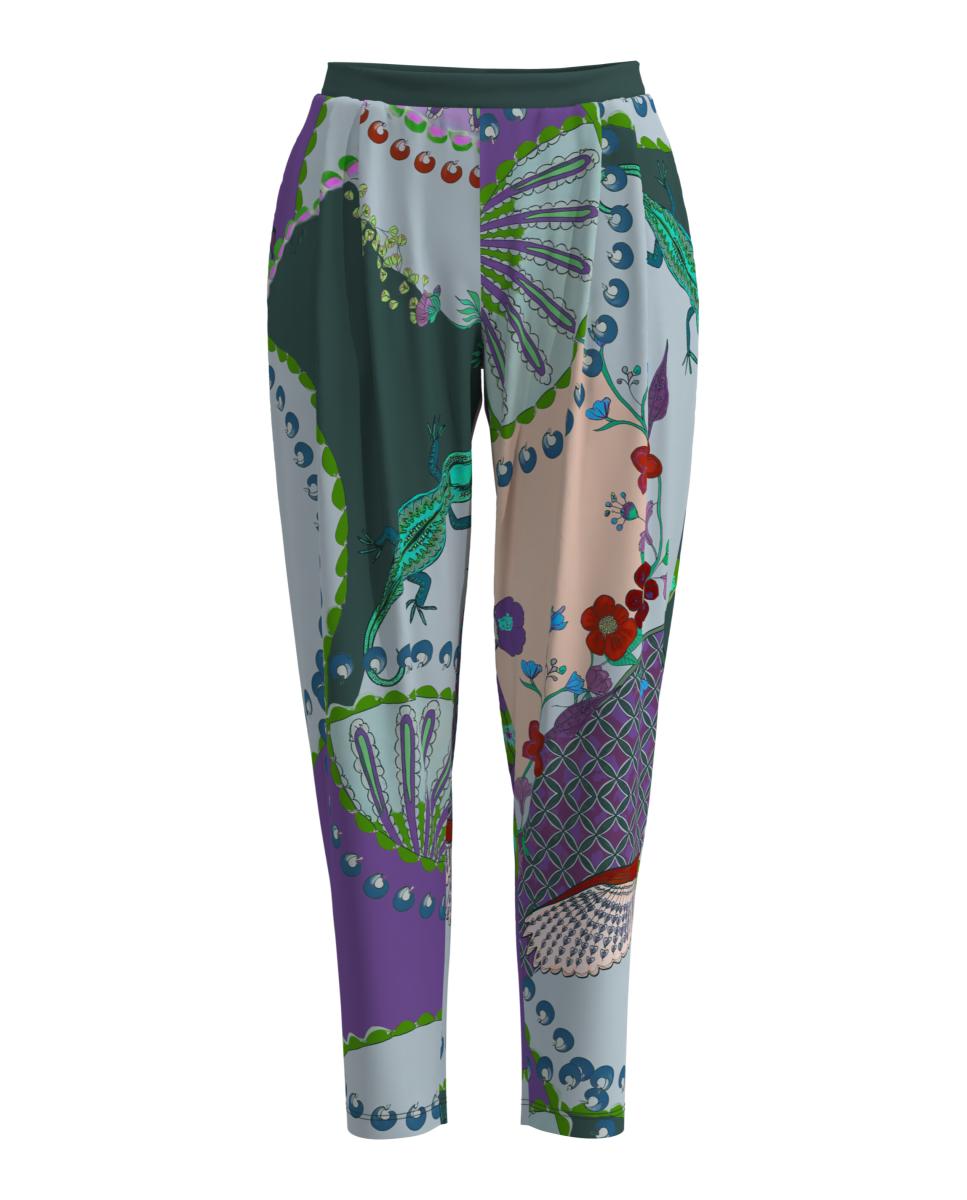 Calças Joggers de Pijama Pelo Tornozelo com Estampado Roxo-4