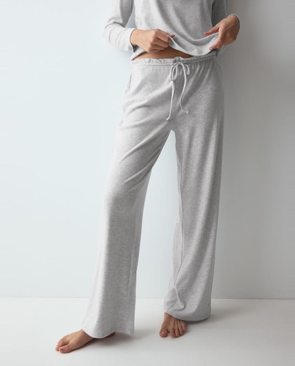 Calças de Pijama Confecionadas em Materiais Recicláveis Cinzento-claro-1