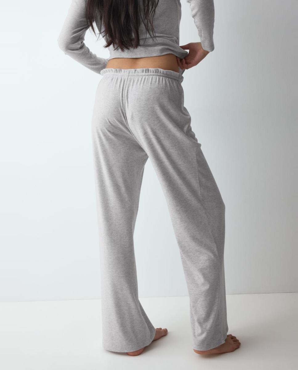 Calças de Pijama Confecionadas em Materiais Recicláveis Cinzento-claro-2