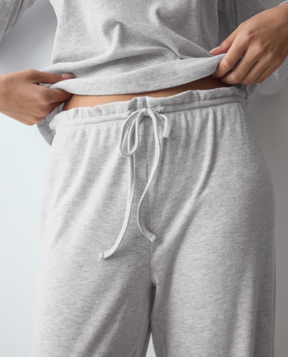 Calças de Pijama Confecionadas em Materiais Recicláveis Cinzento-claro-3
